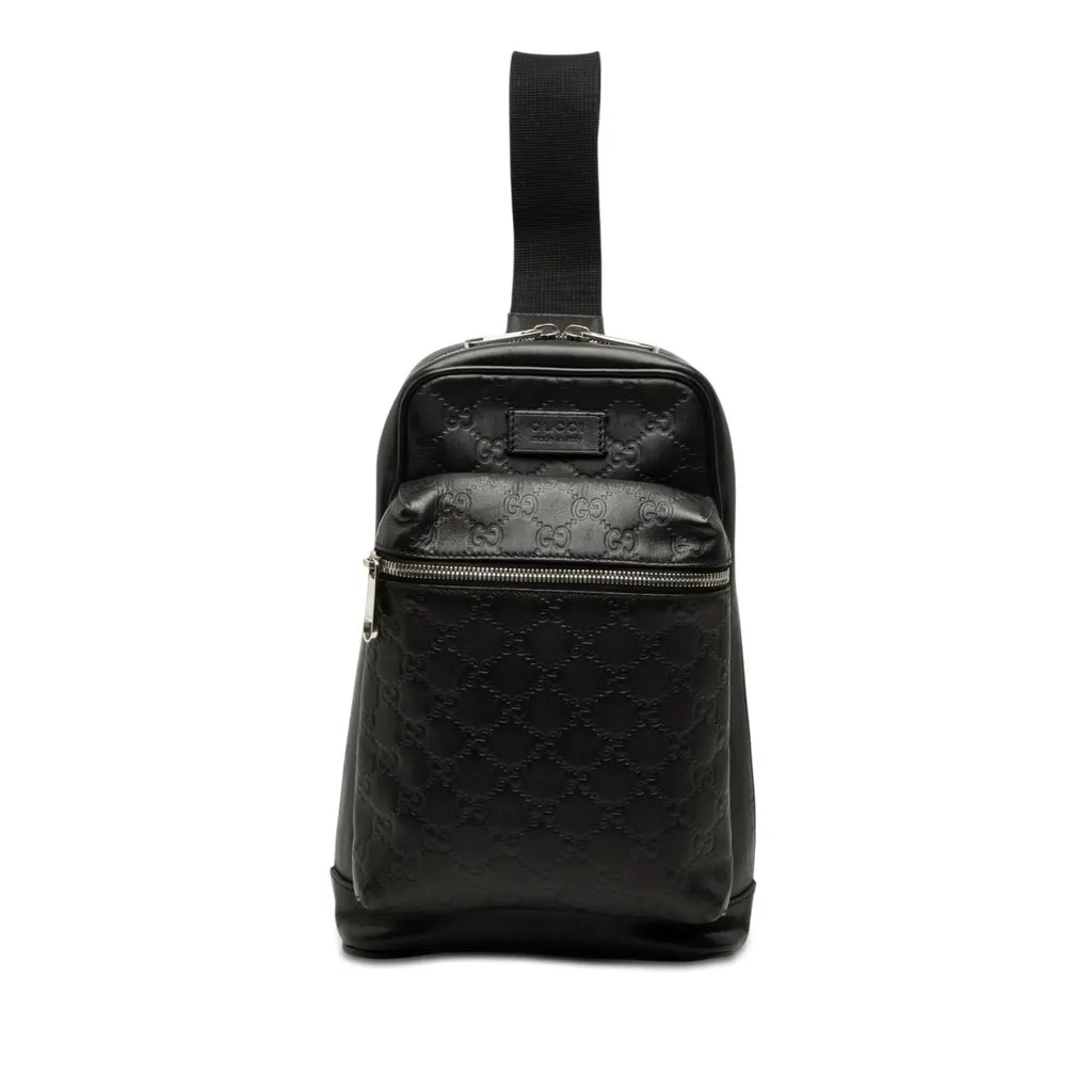 Gucci Guccissima Sling Backpack Black Leather Very good - Front View