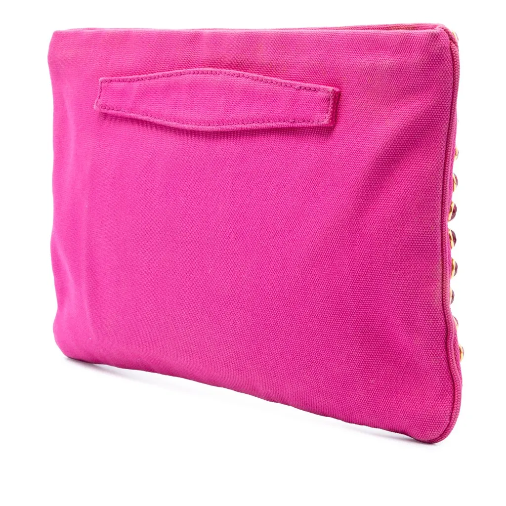 Prada Canvas Canapa Bijoux Clutch Pink Canvas Very good - Back View