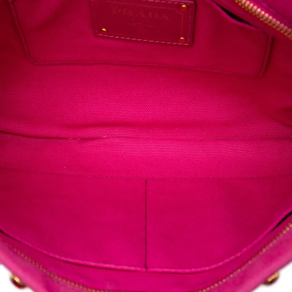Prada Canvas Canapa Bijoux Clutch Pink Canvas Very good - Model View