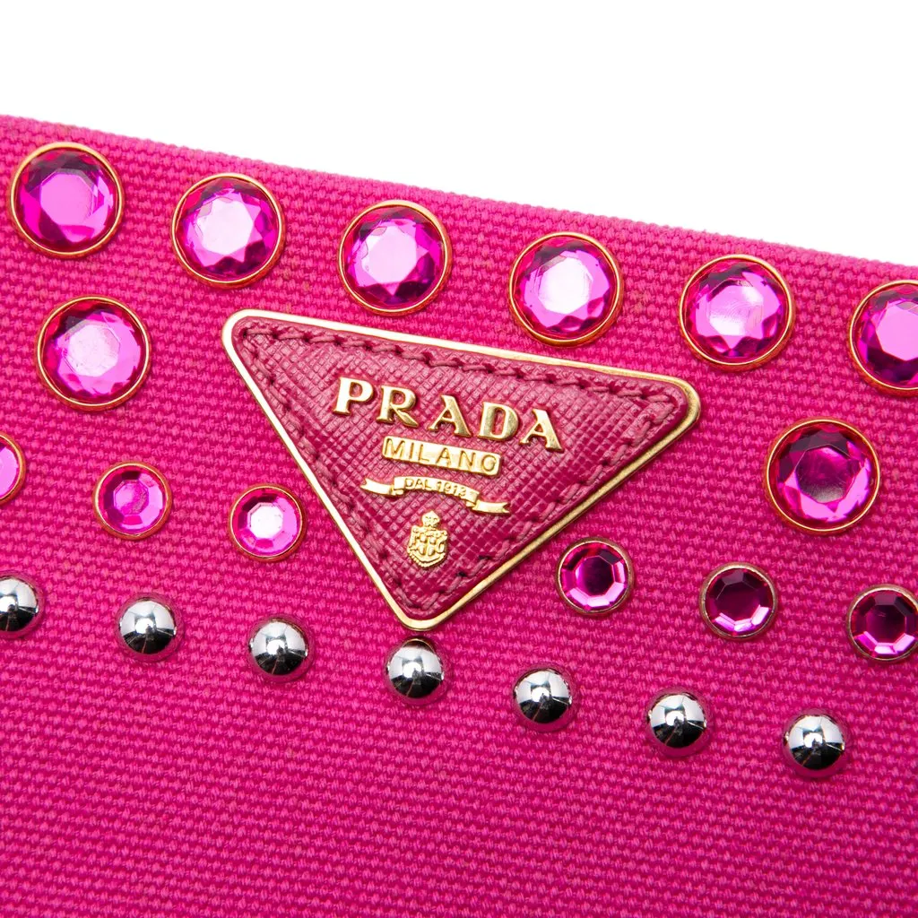 Prada Canvas Canapa Bijoux Clutch Pink Canvas Very good - Box View