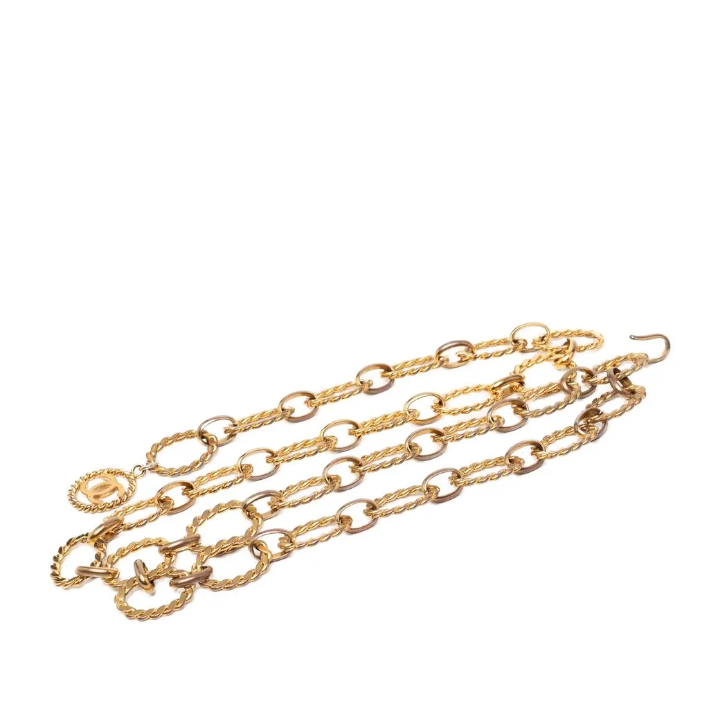 Chanel Gold Plated CC Medallion Chain Link Belt Gold Metal Very good - Front View