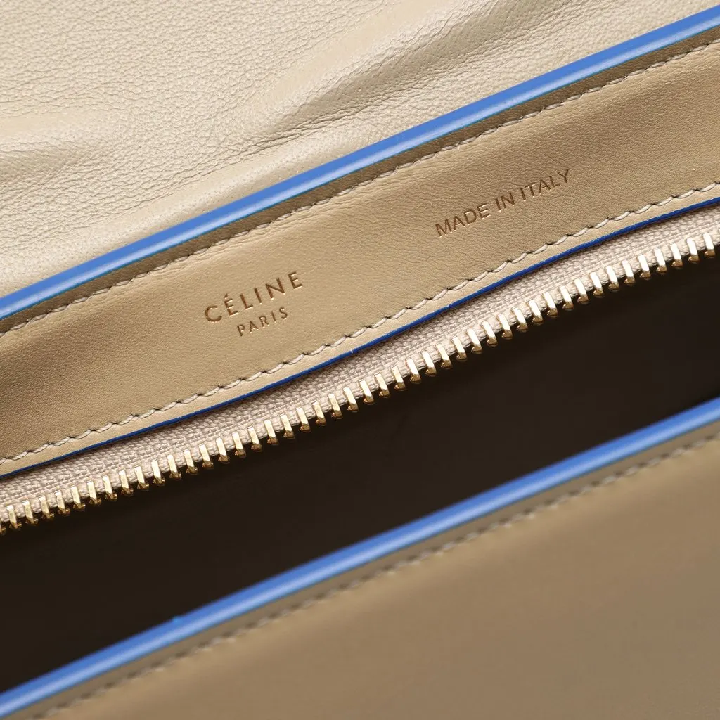Celine Small Bicolor Leather Trapeze Satchel Beige Leather Very good - Box View