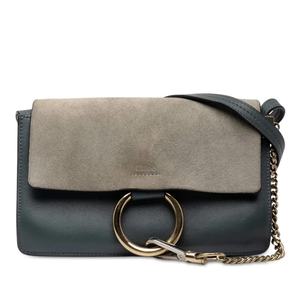 Chloé Small Suede and Calfskin Faye Crossbody MultiColor Leather Very good - Front View