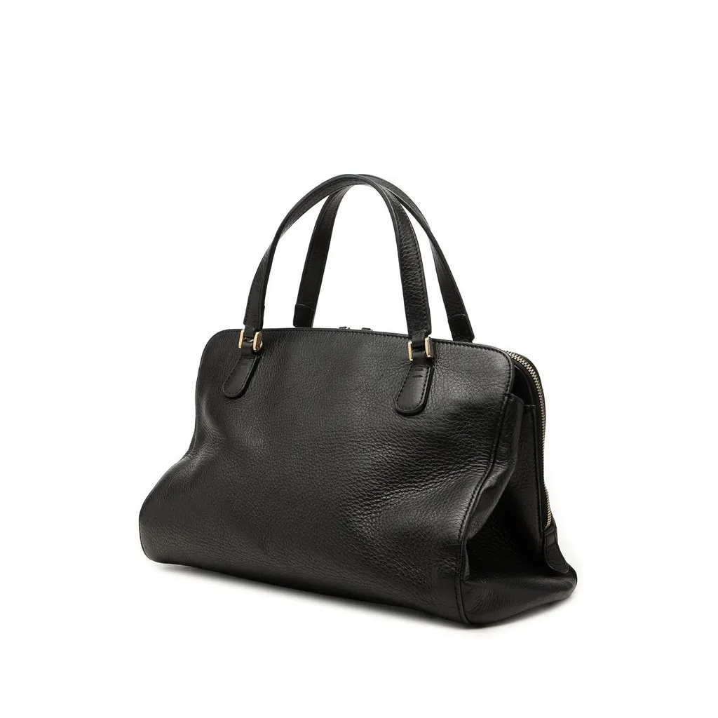 Gucci Pebbled Calfskin Soho Working Satchel Black Leather Good - Back View