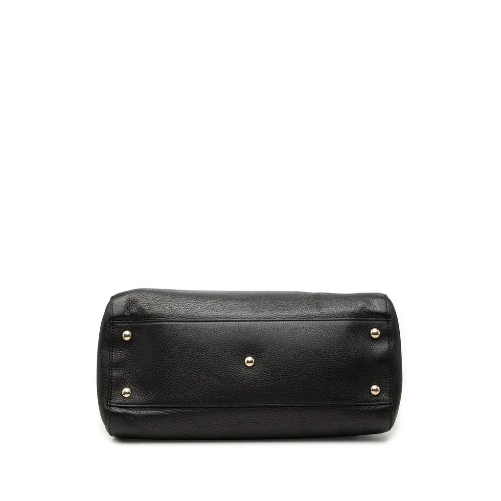 Gucci Pebbled Calfskin Soho Working Satchel Black Leather Good - Inside View