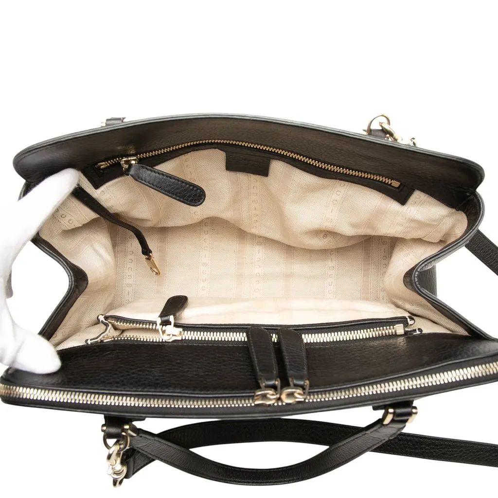 Gucci Pebbled Calfskin Soho Working Satchel Black Leather Good - Model View