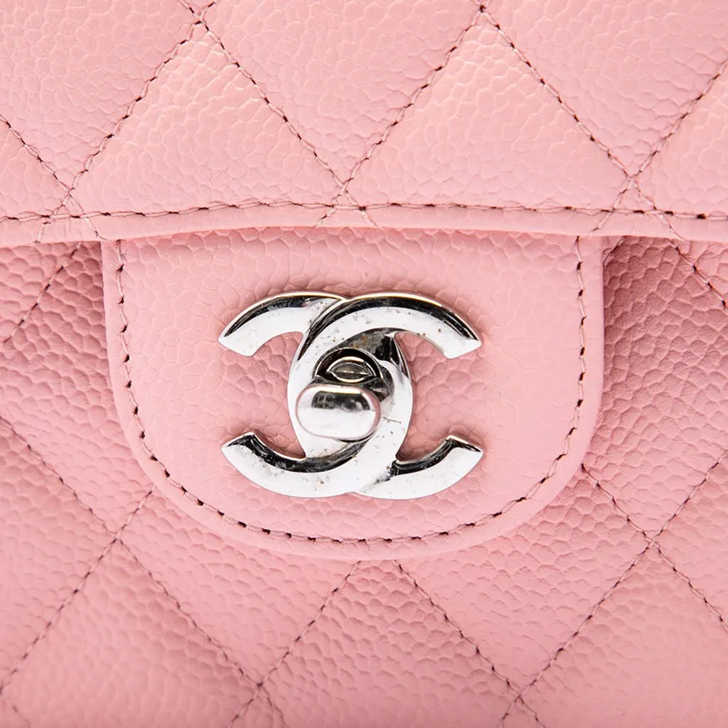 Chanel Medium Classic Caviar Double Flap Pink Leather Very good - Box View