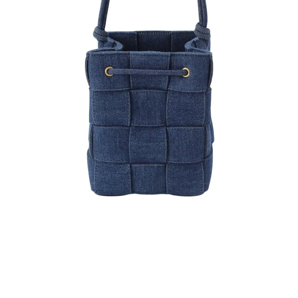 Bottega Veneta Small Denim Maxi Intrecciato Cassette Bucket Bag