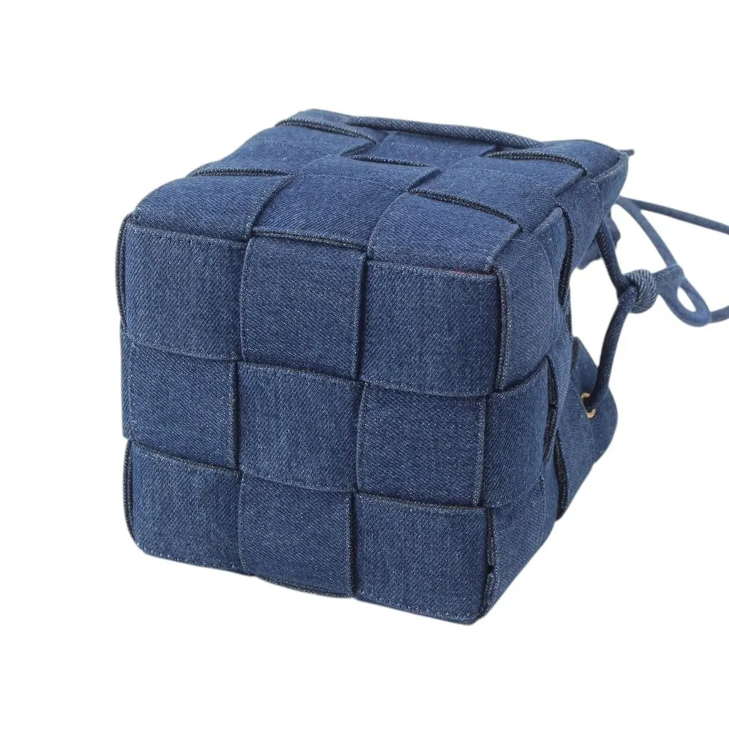 Bottega Veneta Small Denim Maxi Intrecciato Cassette Bucket Bag Blue Very good - Inside View