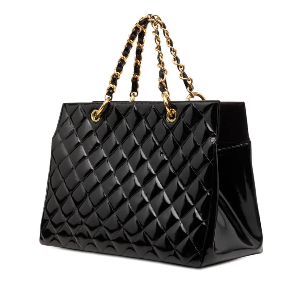 Chanel Grand CC Patent Timeless Shopping Tote Black Leather Very good - Back View