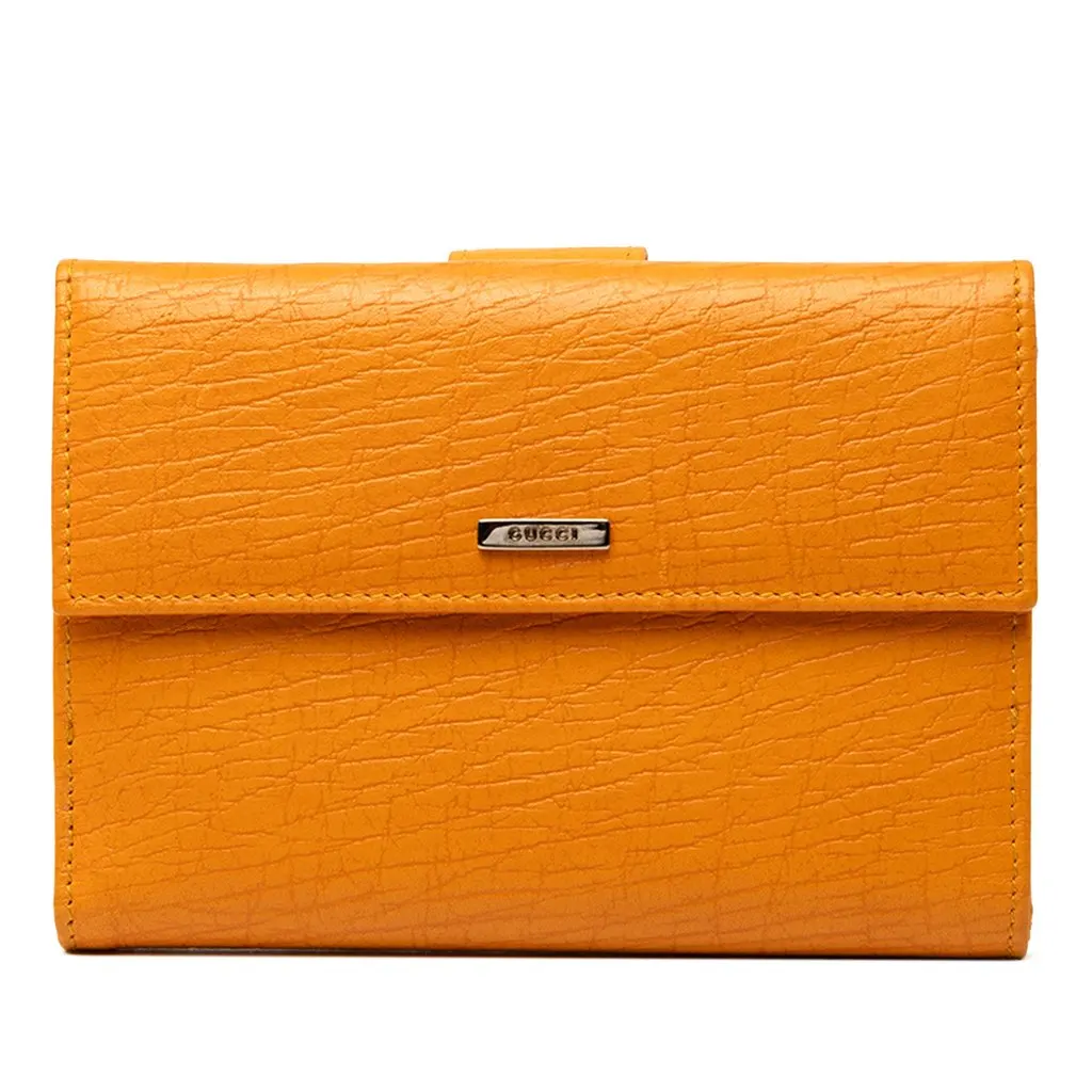 Gucci Textured Calfskin Bifold Wallet Orange Leather Very good - Front View