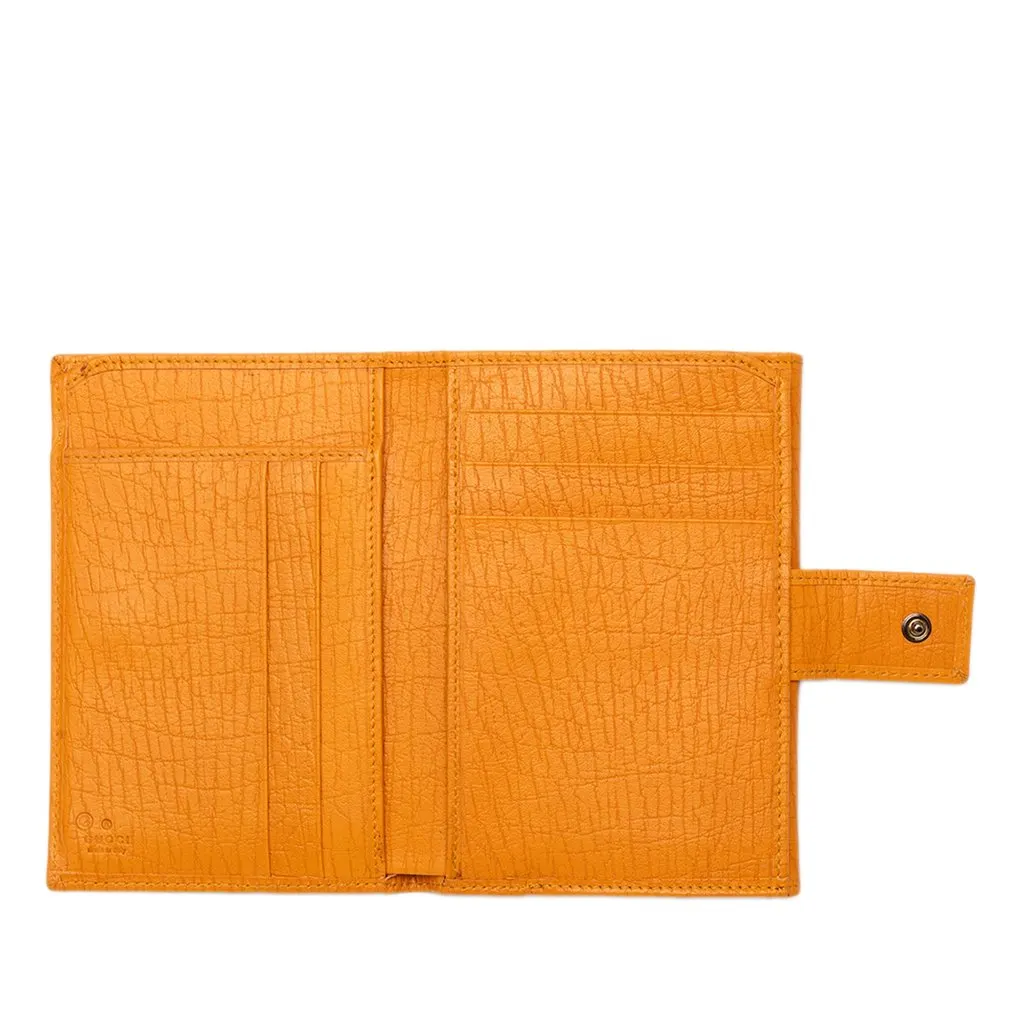 Gucci Textured Calfskin Bifold Wallet Orange Leather Very good - Model View