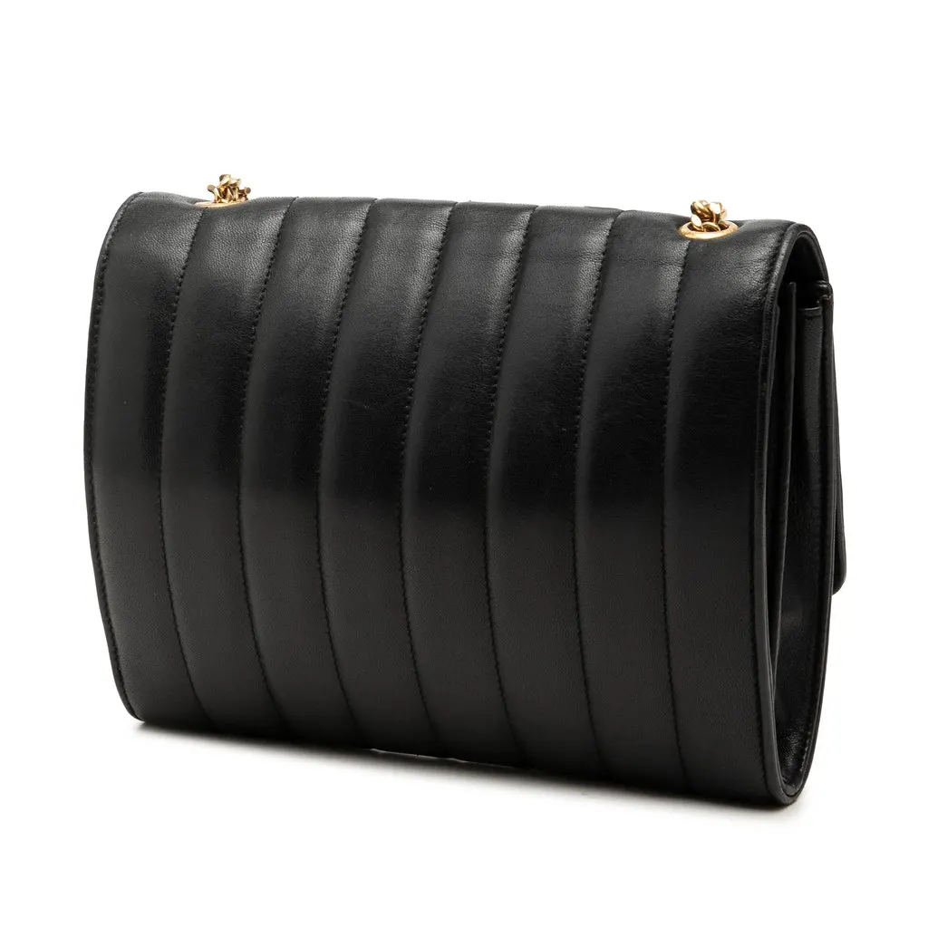 Saint Laurent Matelasse Lambskin Monogram Vicky Chain Wallet Black Leather Very good - Back View