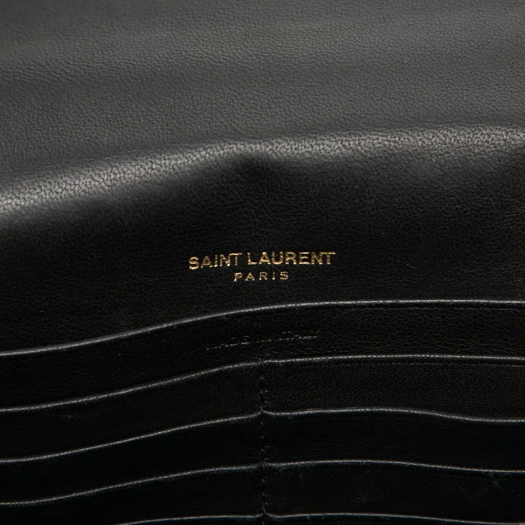 Saint Laurent Matelasse Lambskin Monogram Vicky Chain Wallet Black Leather Very good - Box View