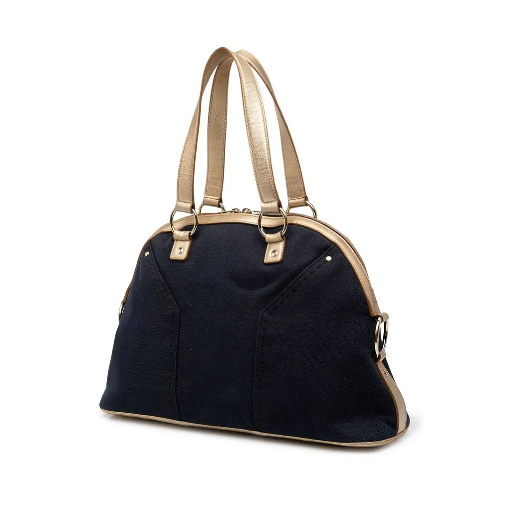 Saint Laurent Large Canvas Muse Handbag Blue Canvas Good - Back View