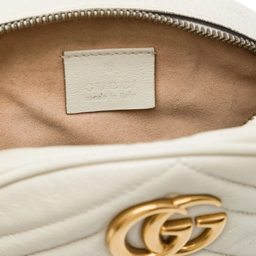 Gucci Mini GG Marmont Matelasse Calfskin Round Crossbody White Leather Good - Box View