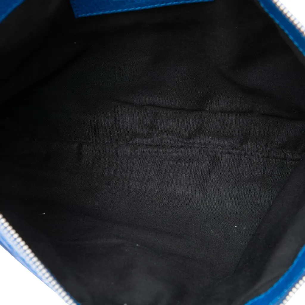 Balenciaga Lambskin Motocross Classic Clip Clutch M Blue Leather Very good - Model View
