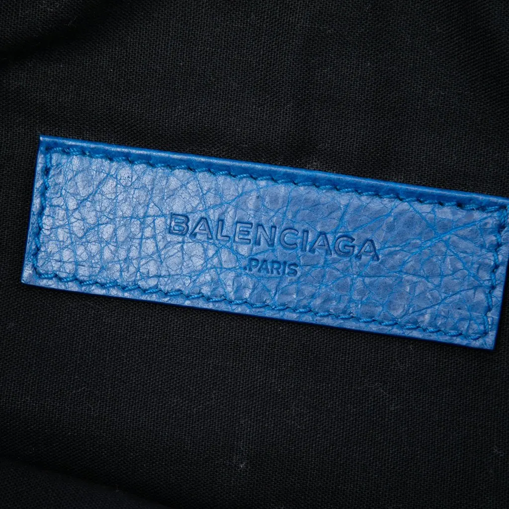 Balenciaga Lambskin Motocross Classic Clip Clutch M Blue Leather Very good - Box View