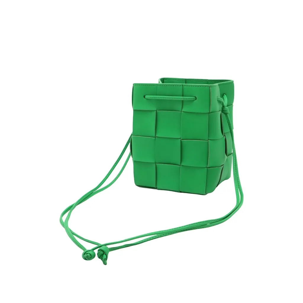 Bottega Veneta Small Nappa Maxi Intrecciato Cassette Bucket Bag Green Leather Very good - Back View
