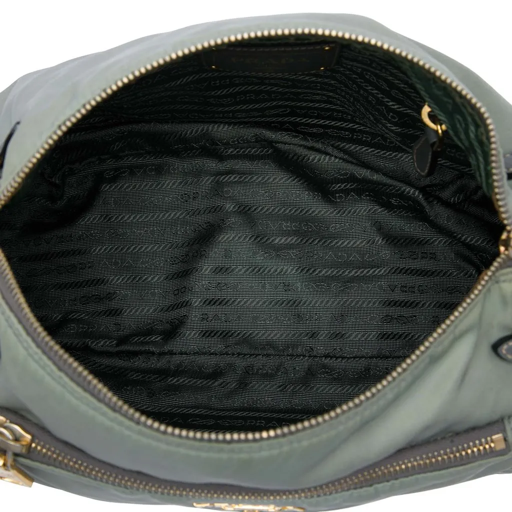 Prada Saffiano Trimmed Tessuto Zip Top Crossbody MultiColor Very good - Model View