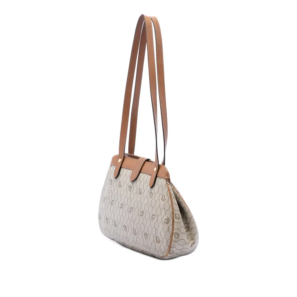 Dior Honeycomb Coated Canvas Shoulder Bag Beige Very good - Back View