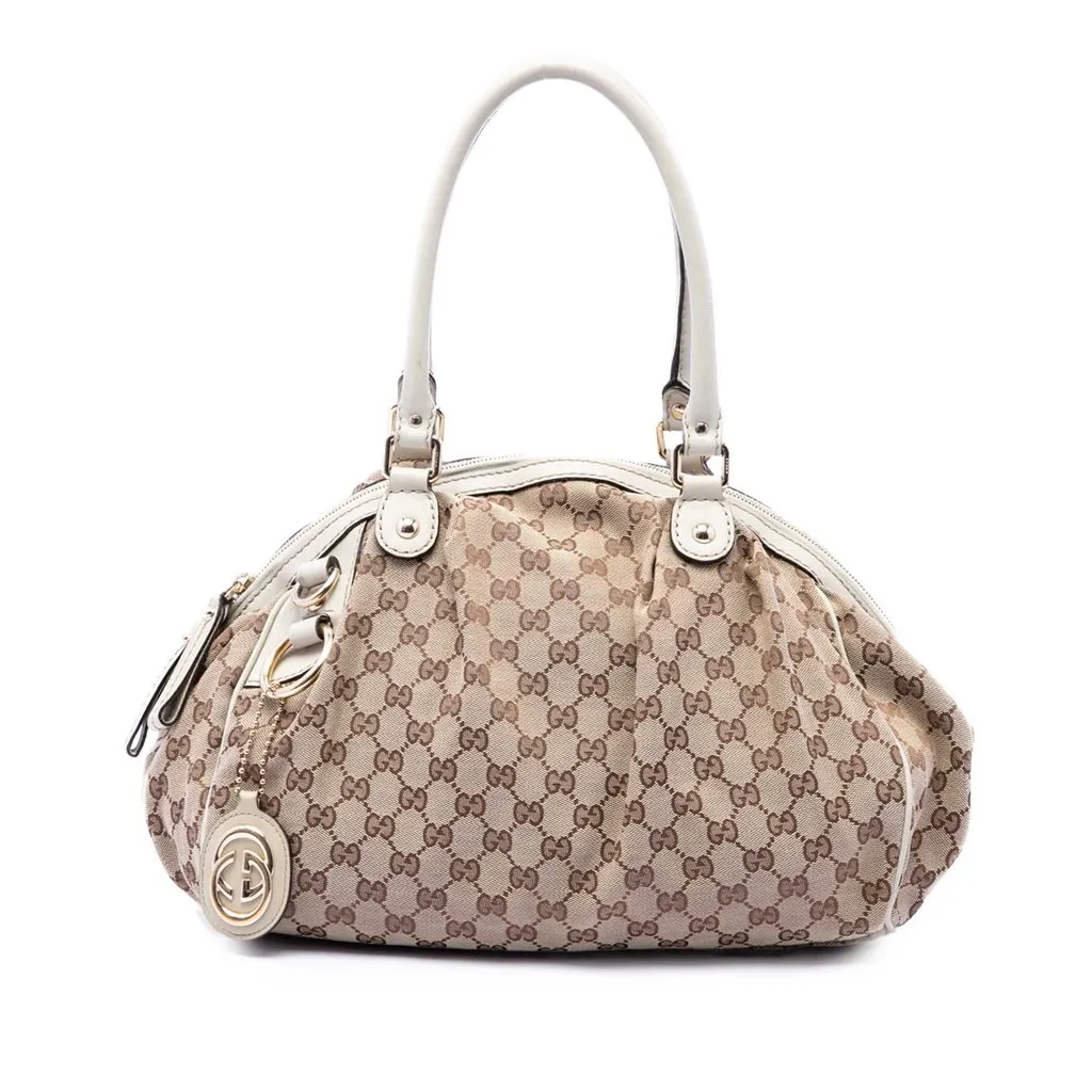 Gucci GG Canvas Sukey Satchel Beige Very good - Front View