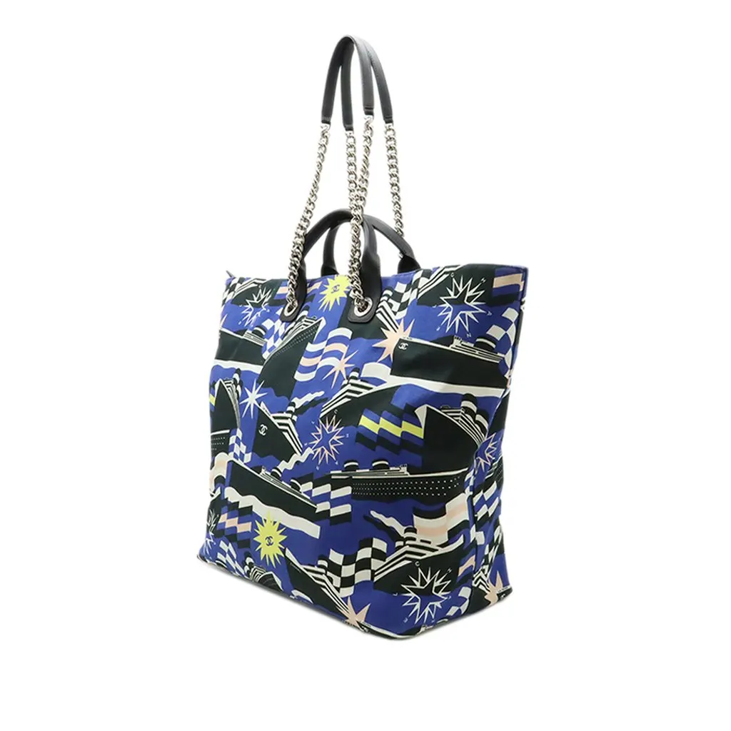 Chanel Large Canvas La Pausa Bay Shopping Tote Blue Very good - Back View