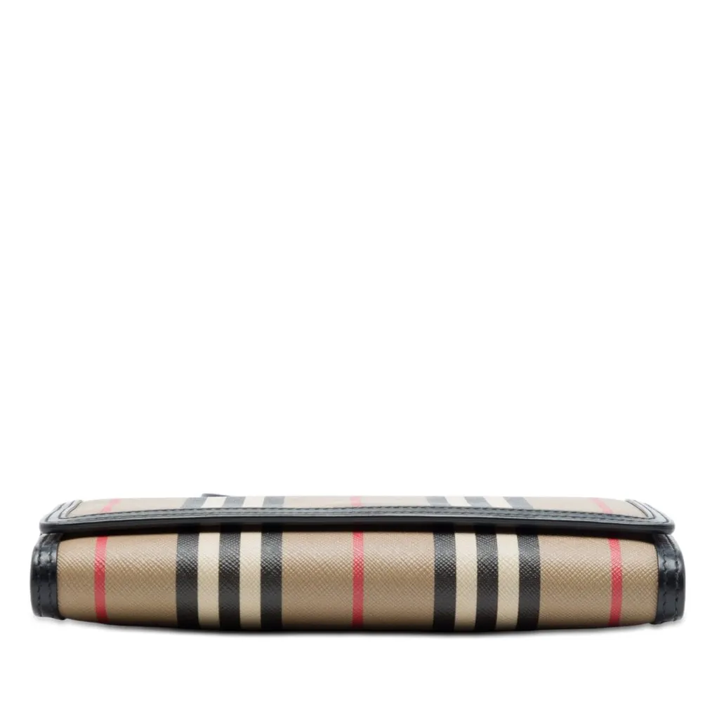 Burberry Icon Stripe E Canvas Hannah Wallet on Strap Brown Very good - Inside View