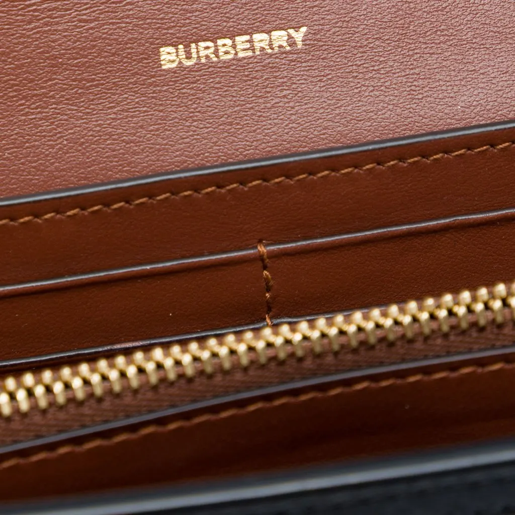 Burberry Icon Stripe E Canvas Hannah Wallet on Strap Brown Very good - Box View