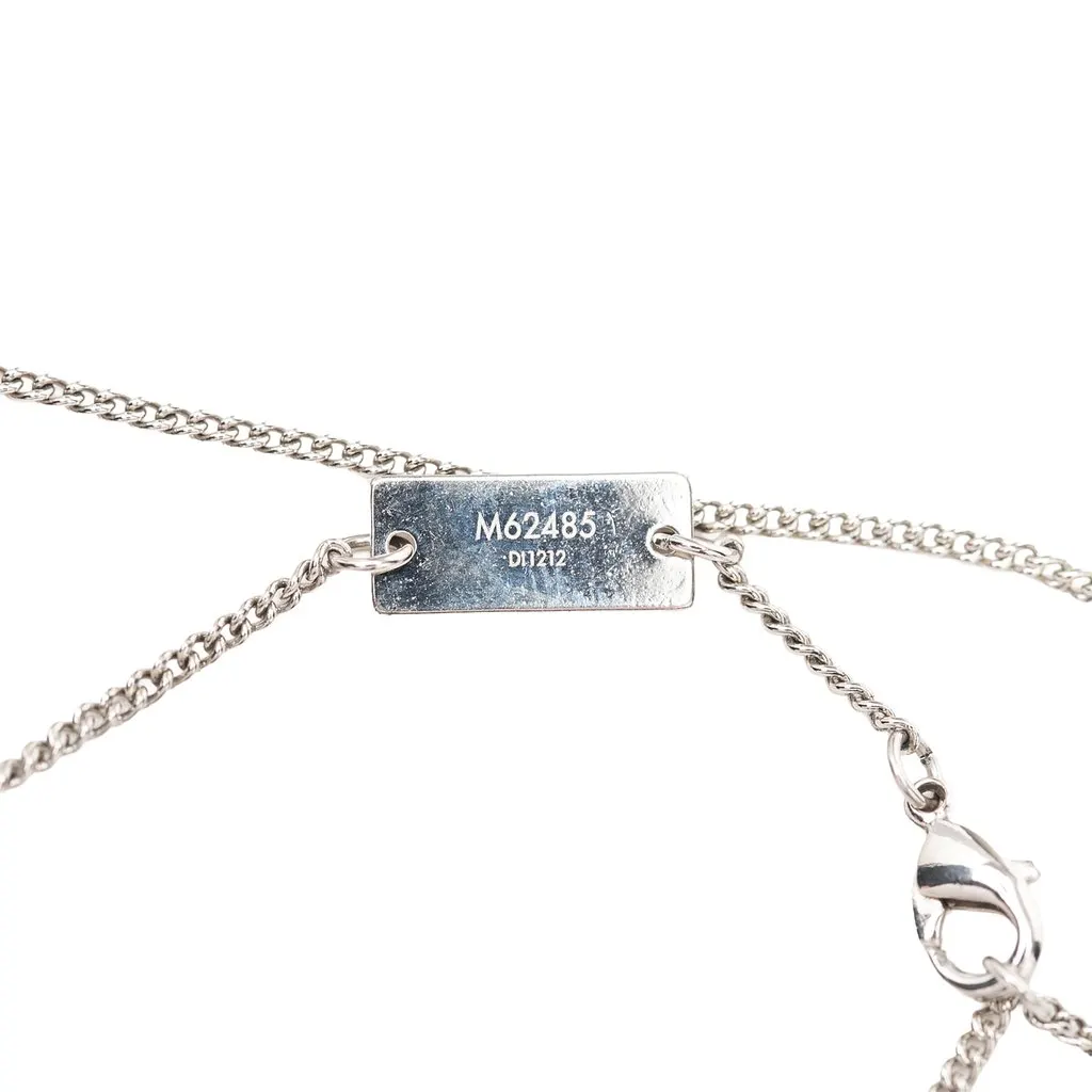 Louis Vuitton Brass Monogram Charms Pendant Necklace Silver Metal Very good - Box View