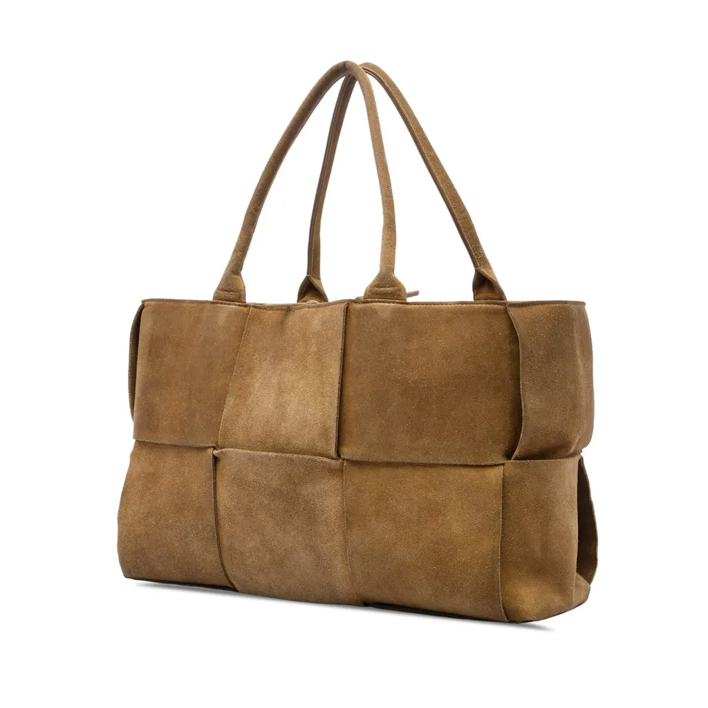 Bottega Veneta Medium Suede Maxi Intrecciato Arco Tote Brown Leather Very good - Back View