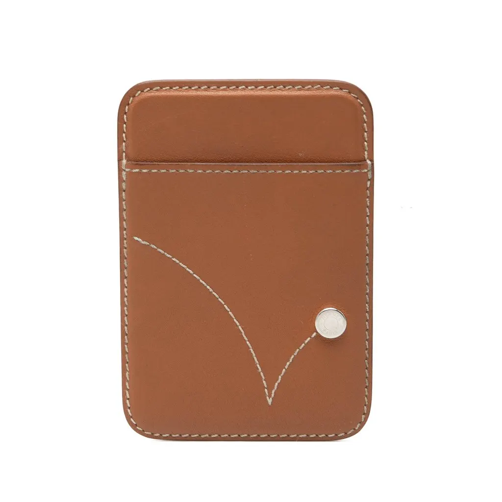 Hermès Swift Bounce MagSafe Card Holder Brown Leather Very good - Front View