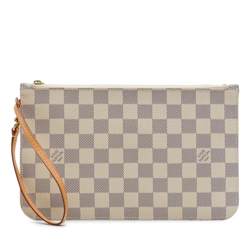 Louis Vuitton Damier Azur Neverfull MM Pouch White Very good - Front View