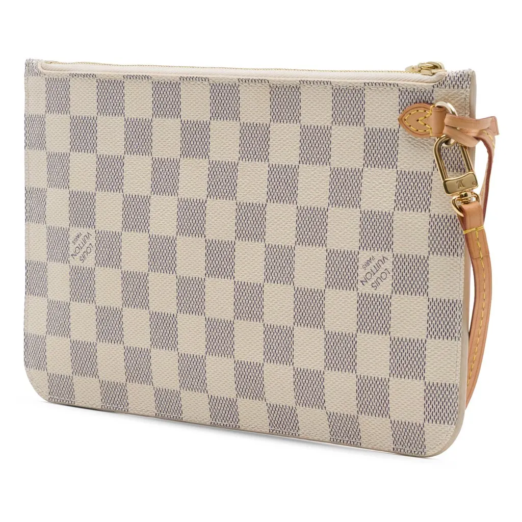 Louis Vuitton Damier Azur Neverfull MM Pouch White Very good - Back View