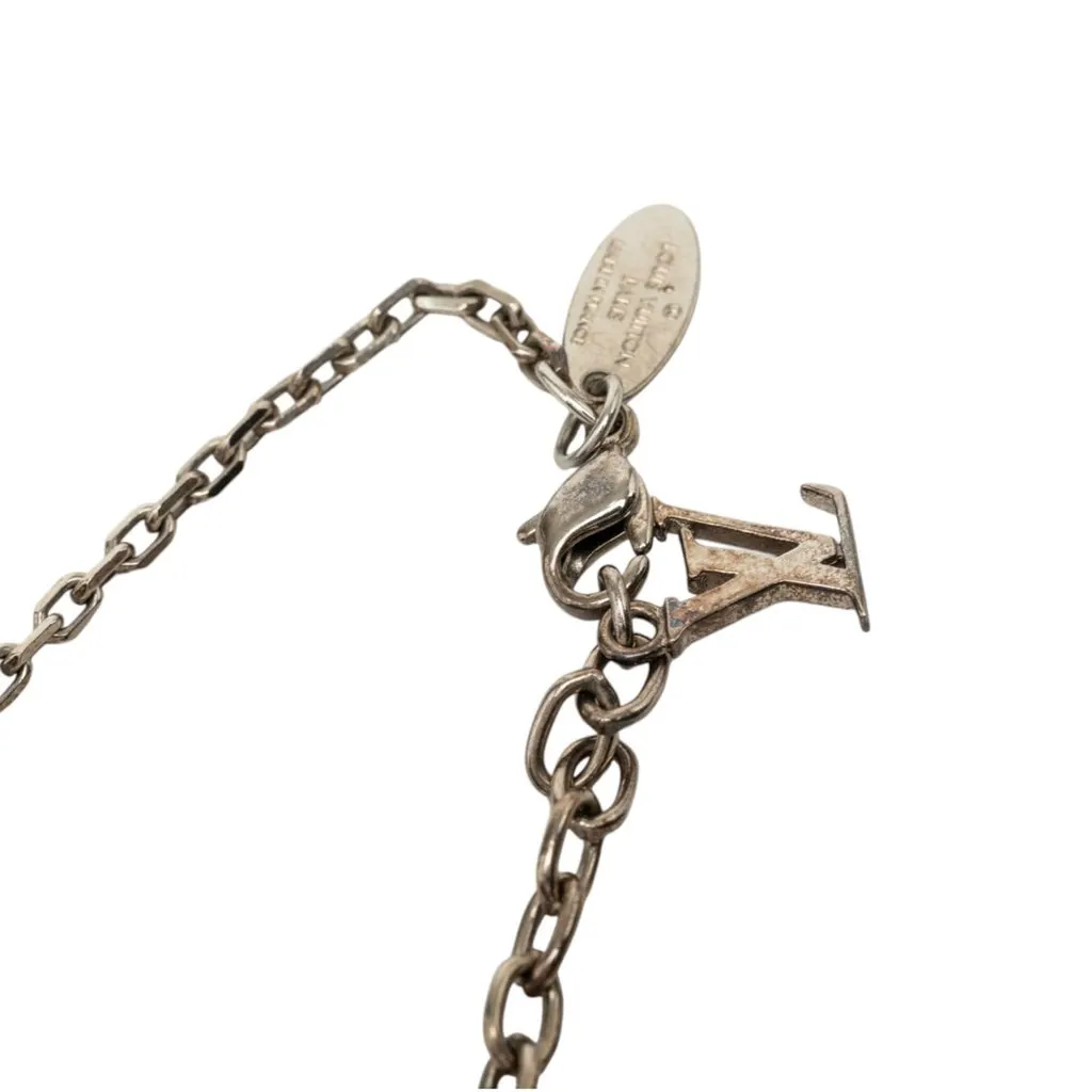 Louis Vuitton Brass Crystal Gamble Station Necklace Silver Brass Very good - Inside View