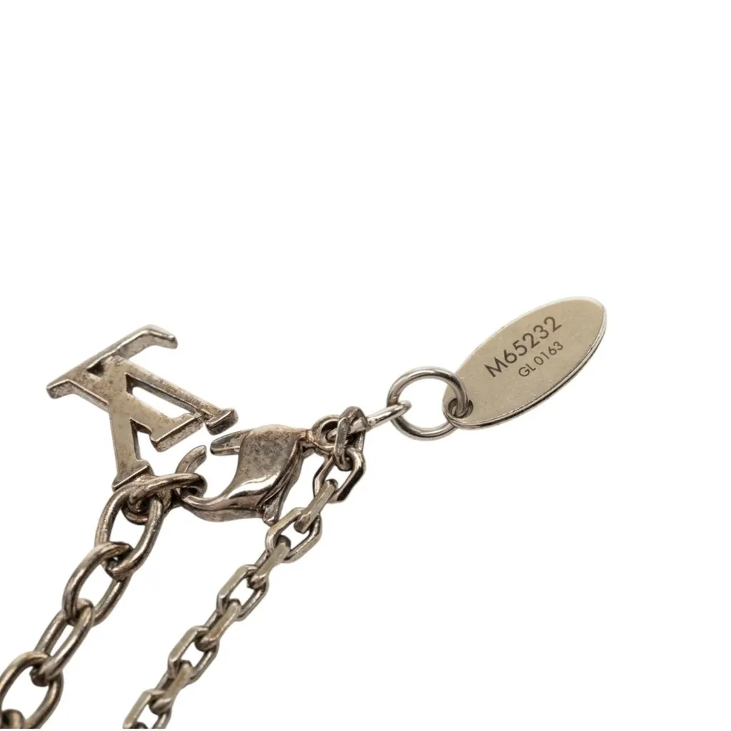 Louis Vuitton Brass Crystal Gamble Station Necklace Silver Brass Very good - Box View