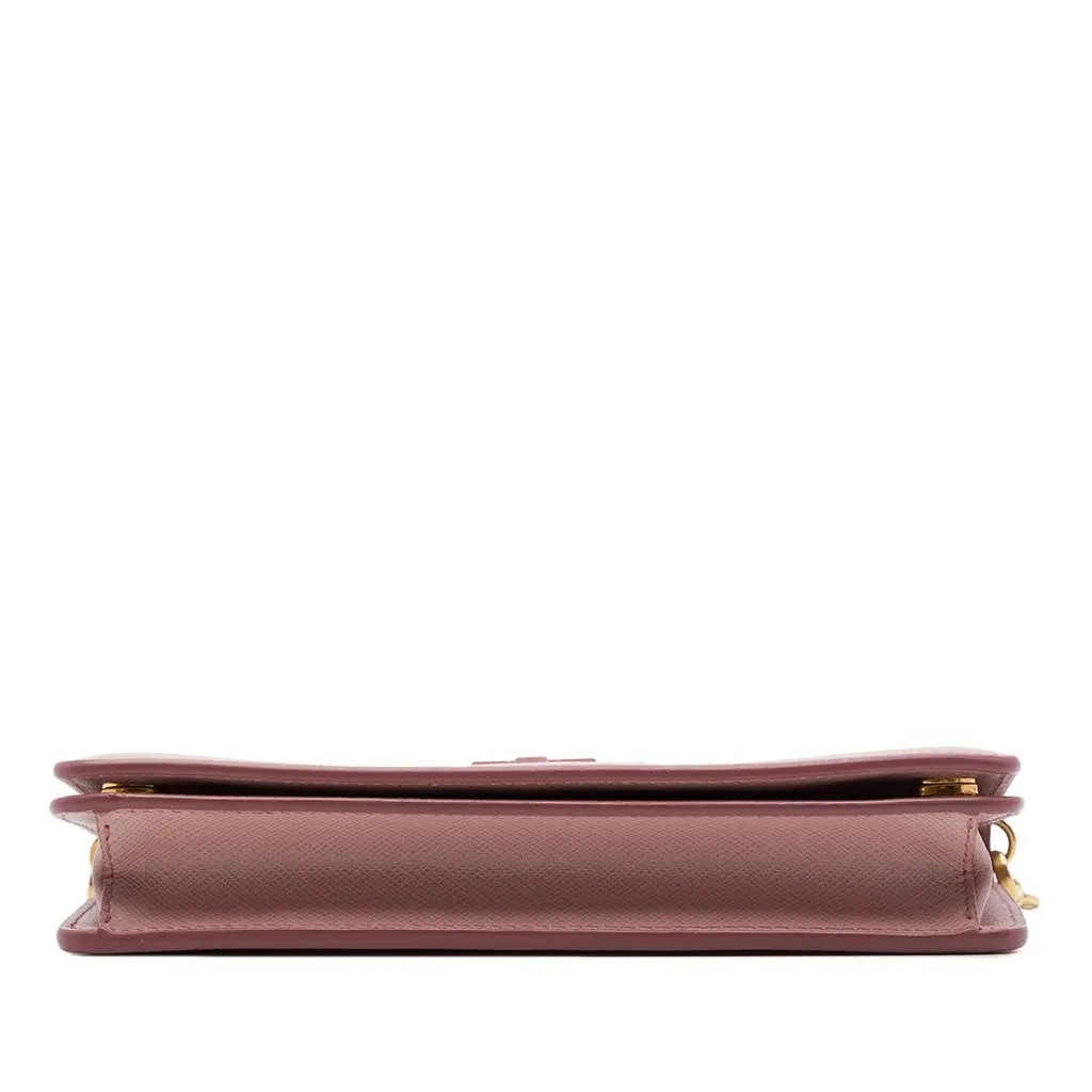 Prada Saffiano Lux Monochrome Wallet on Chain Pink Leather Good - Inside View