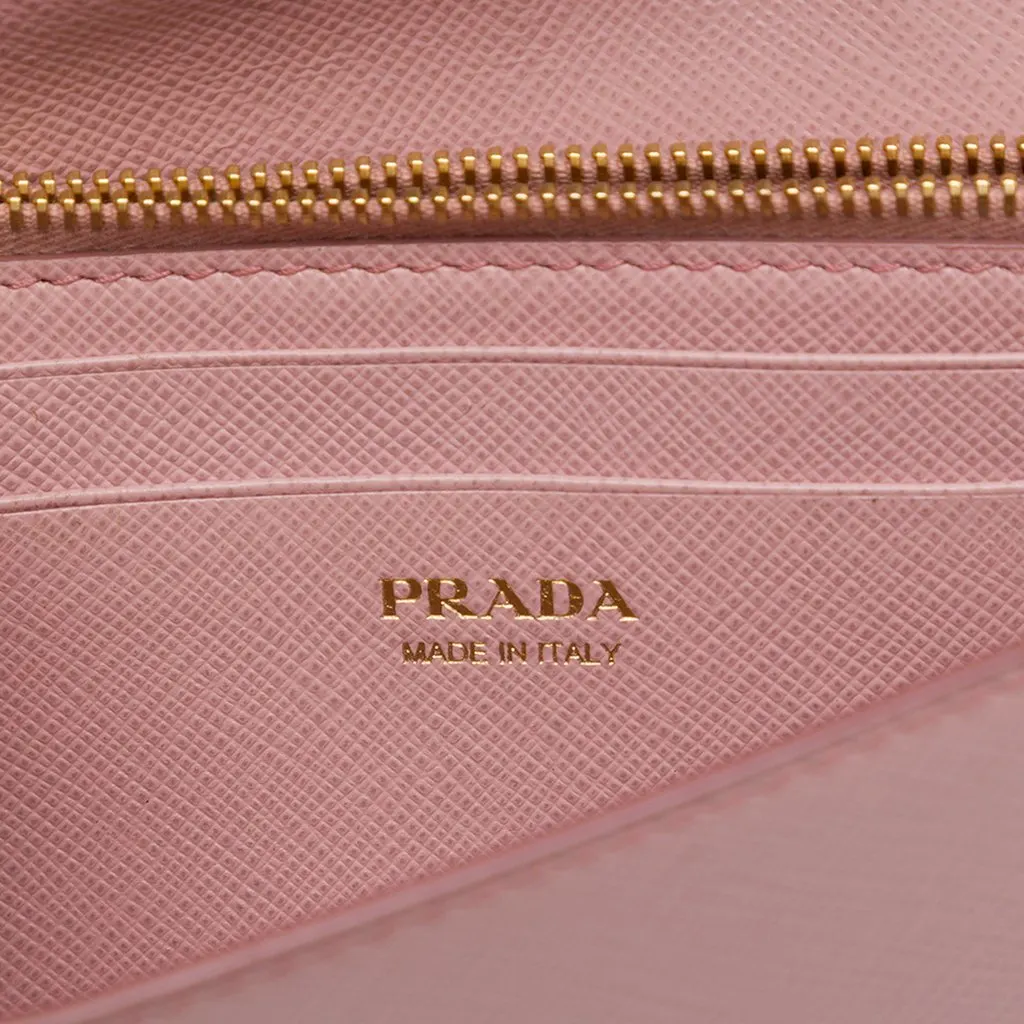Prada Saffiano Lux Monochrome Wallet on Chain Pink Leather Good - Box View