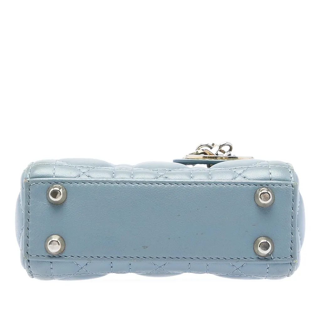 Dior Micro Lambskin Cannage Lady Dior Blue Leather Very good - Inside View