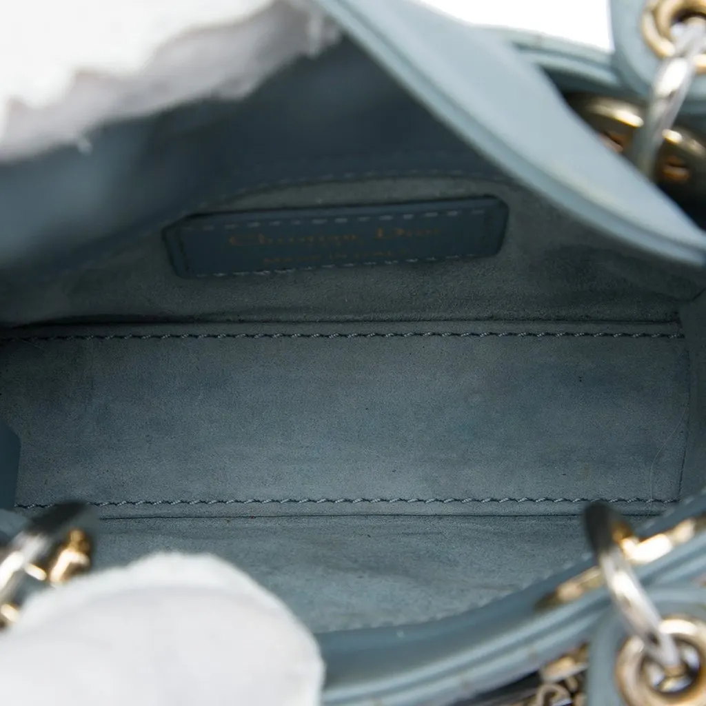 Dior Micro Lambskin Cannage Lady Dior Blue Leather Very good - Model View