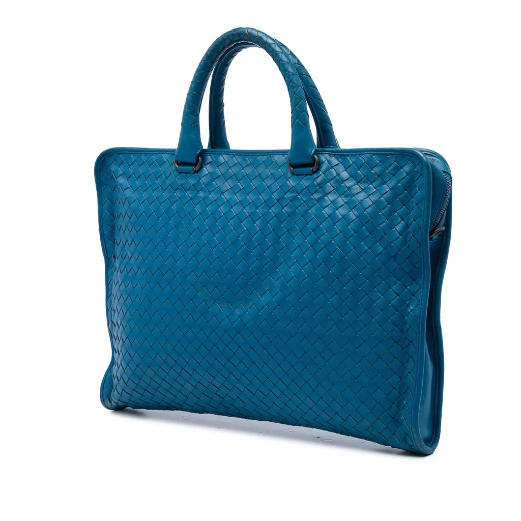 Bottega Veneta Nappa Intrecciato Briefcase Blue Leather Very good - Back View