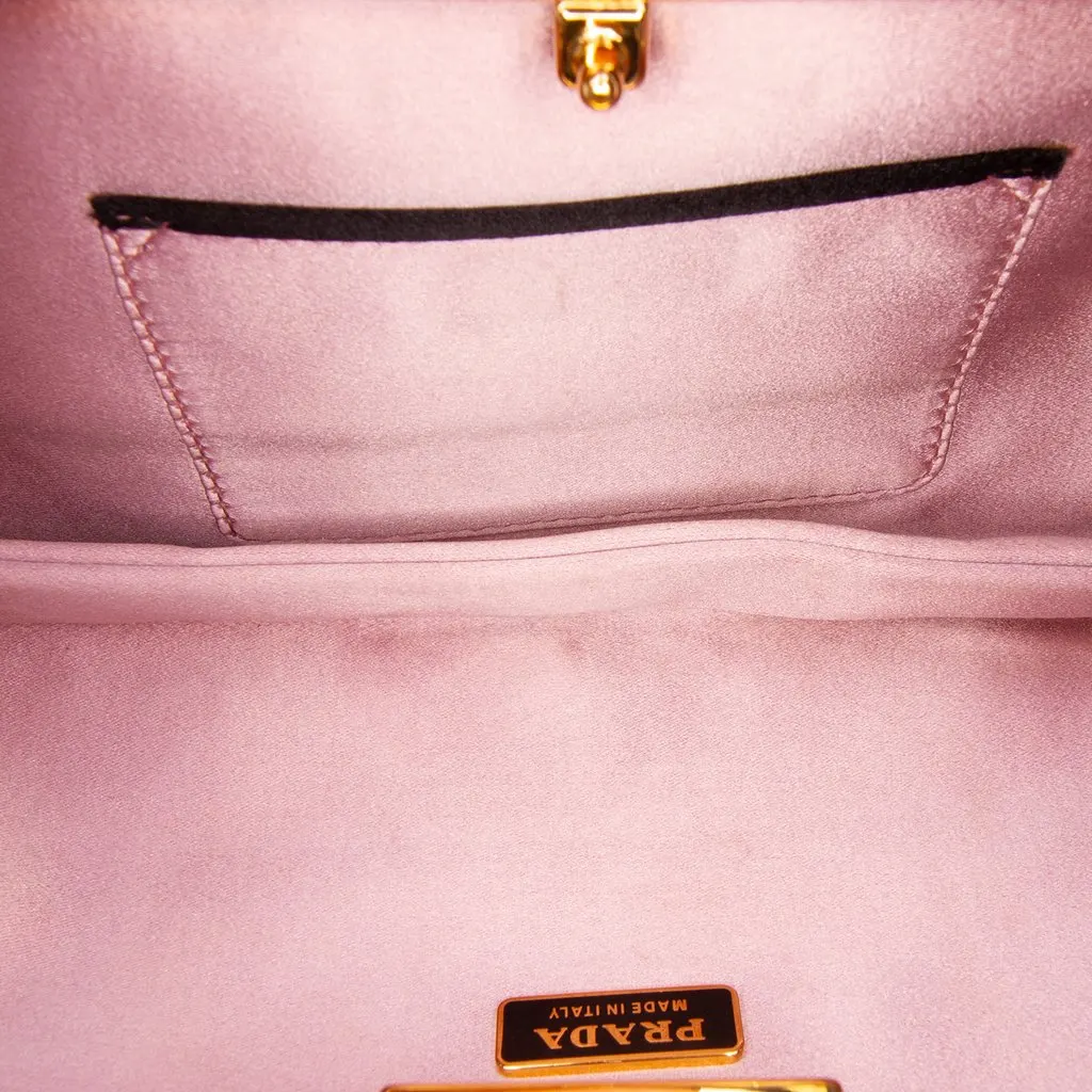 Prada Pleated Satin Frame Clutch Black Satin Very good - Model View