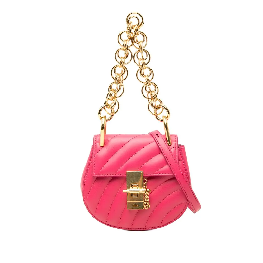 Chloé Nano Quilted Leather Drew Bijou Satchel Pink Leather Very good - Front View