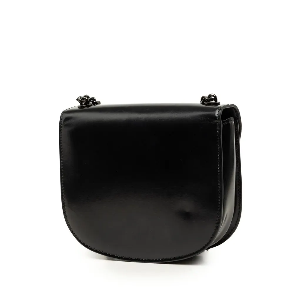 Celine Teen Shiny Calfskin Triomphe Besace Clea Chain Crossbody Black Leather Very good - Back View