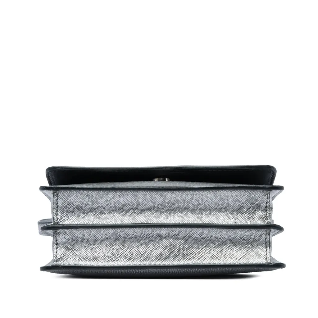 Prada Saffiano Wallet on Strap Silver Leather Very good - Inside View