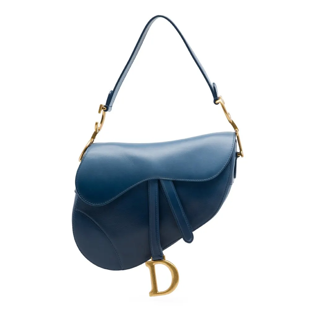 Dior Gradient Calfskin Saddle Bag Blue Leather Very good - Front View