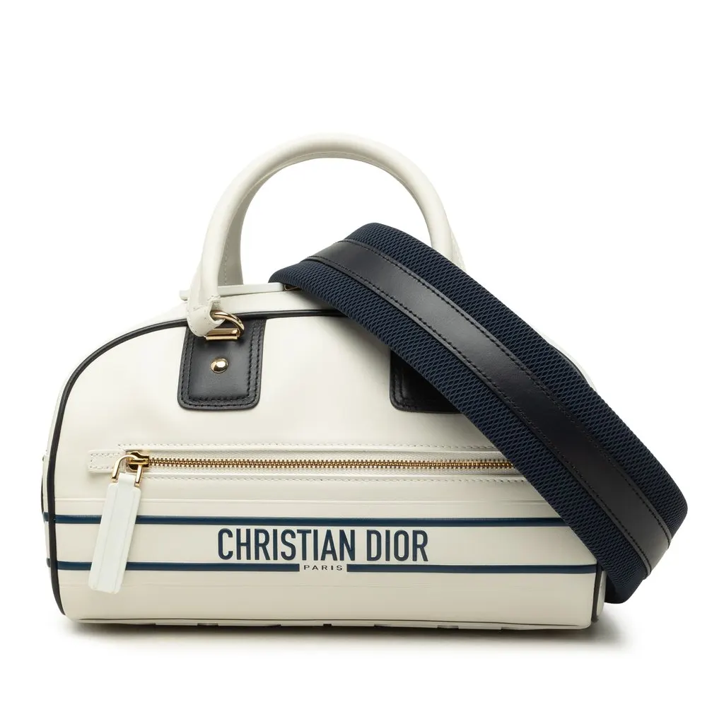 Dior Small Leather Dior Vibe Zip Bowling Bag White Leather Very good - Front View