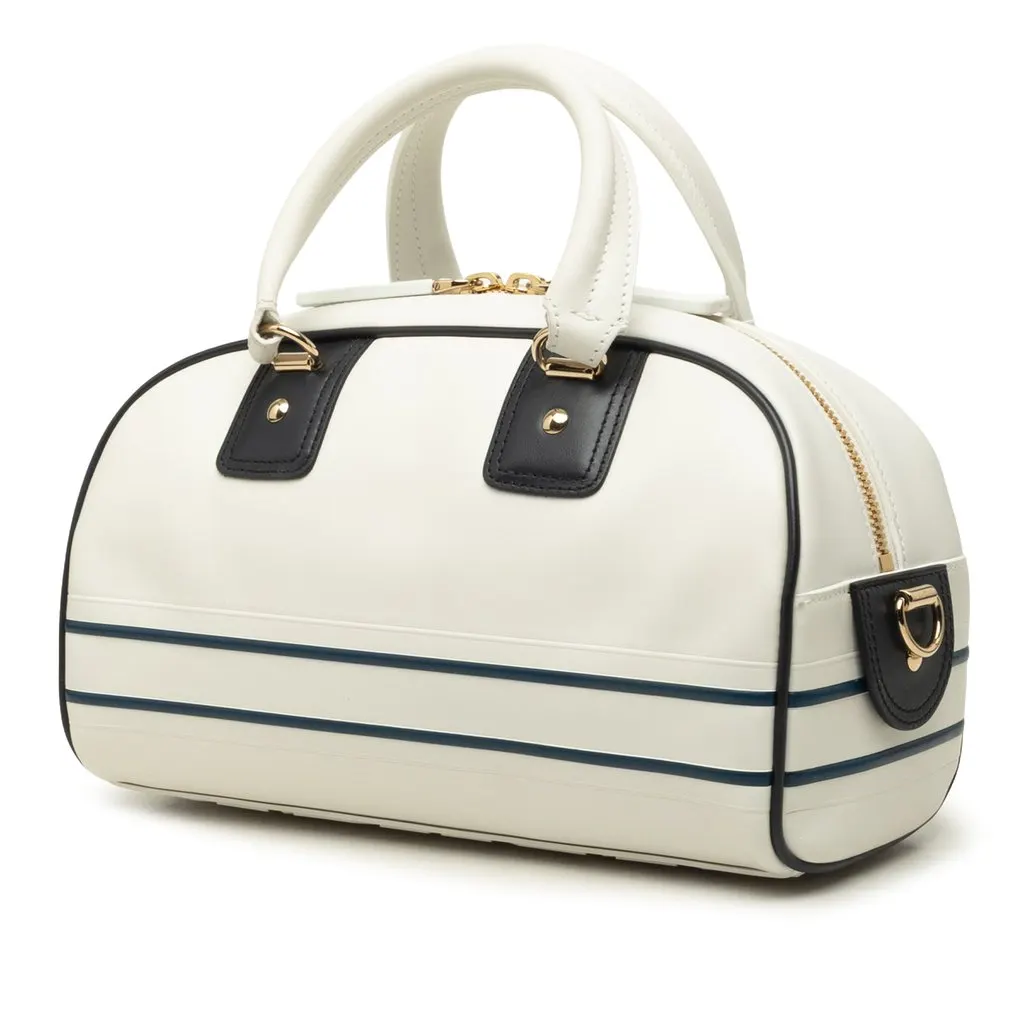 Dior Small Leather Dior Vibe Zip Bowling Bag White Leather Very good - Back View