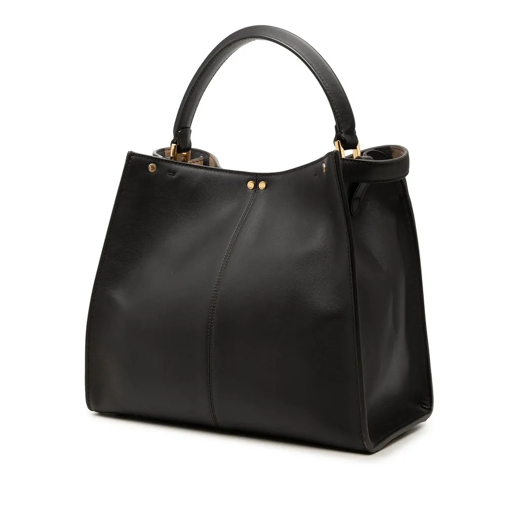Fendi Medium Calfskin Peekaboo X Lite Satchel Black Leather Very good - Back View