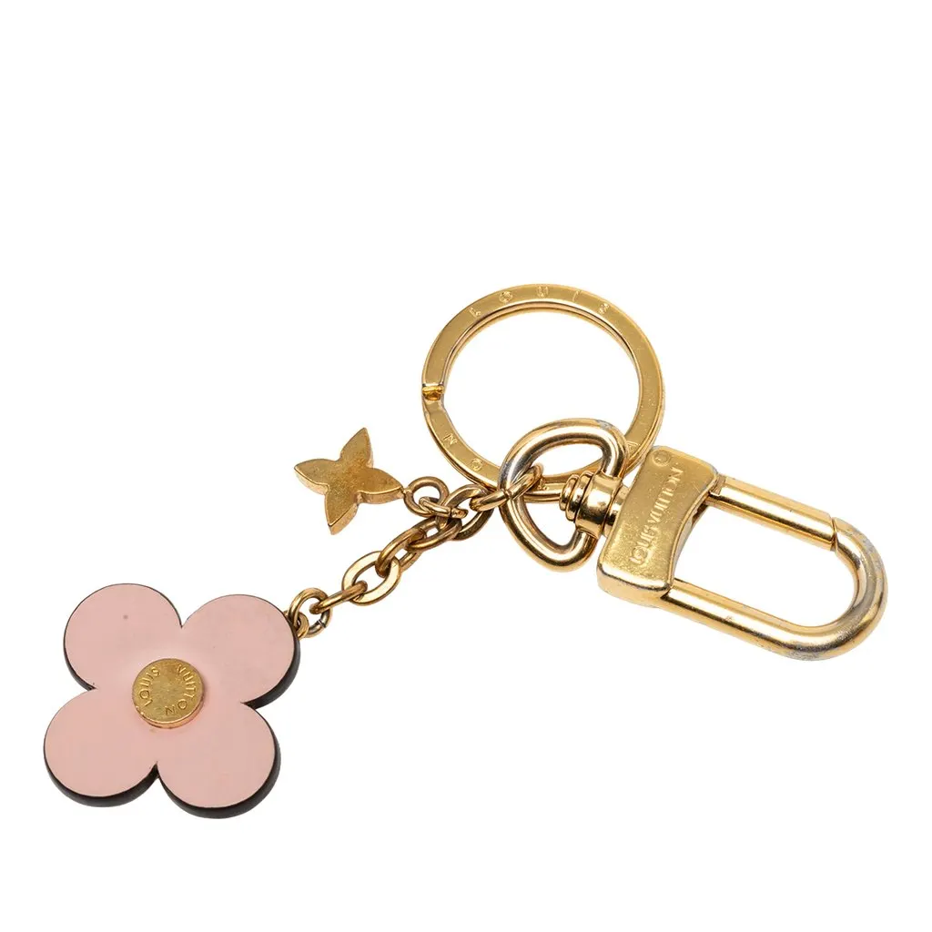Louis Vuitton Gold Plated Monogram Blooming Flowers Bag Charm and Key Holder Gold Metal Very good - Back View